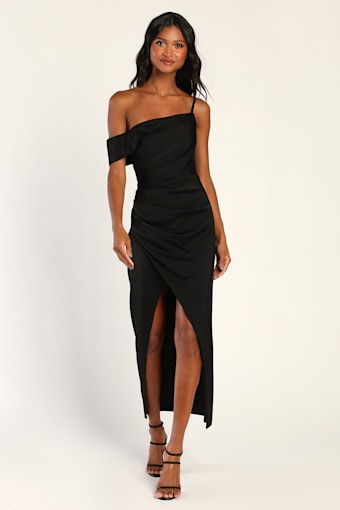 Showing Off a Little Black Asymmetrical Tulip Midi Dress 2