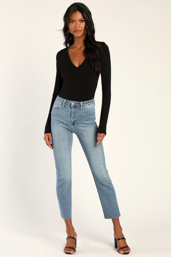 Just Black Medium Wash Jeans - Straight Leg Jeans - Jeans - Lulus