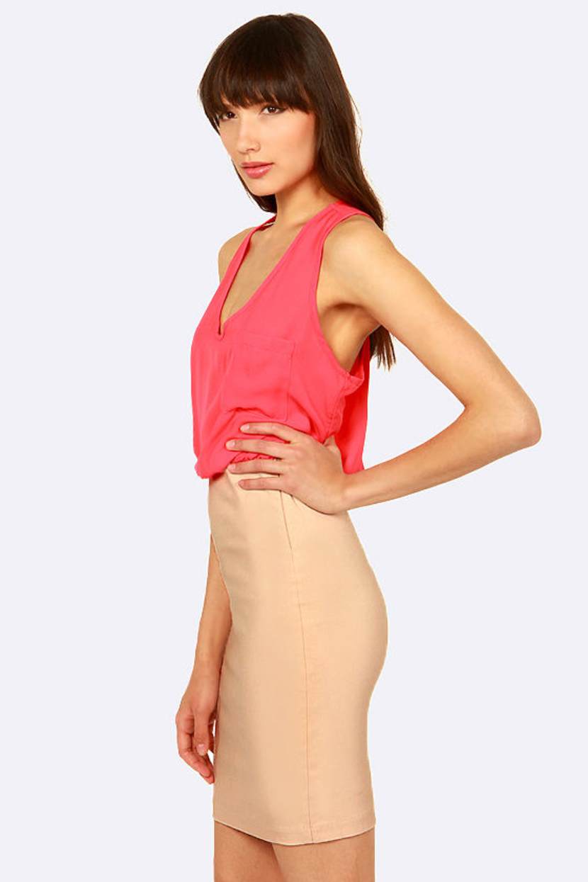 beige pink color dress Pretty Coral - Dress - Block Dress - $36.00 Wedding dress