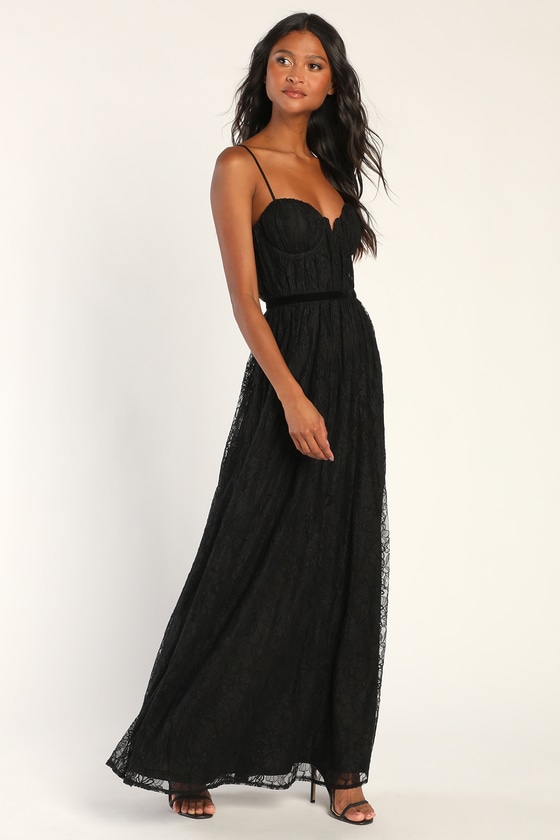 Black lace best sale dress spaghetti strap