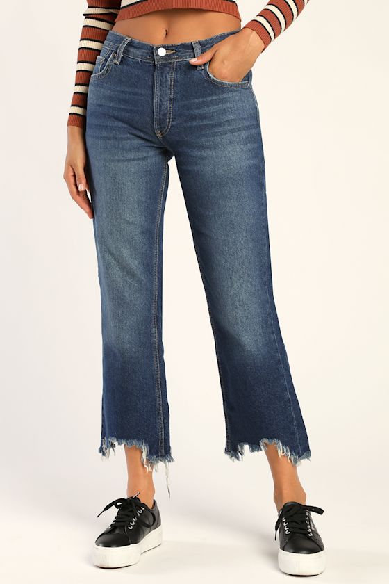 Maggie Medium Wash Mid-Rise Straight-Leg Jeans 1