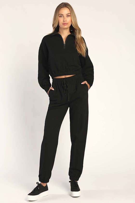 Keep Things Comfy Black Drawstring Lounge Joggers 1