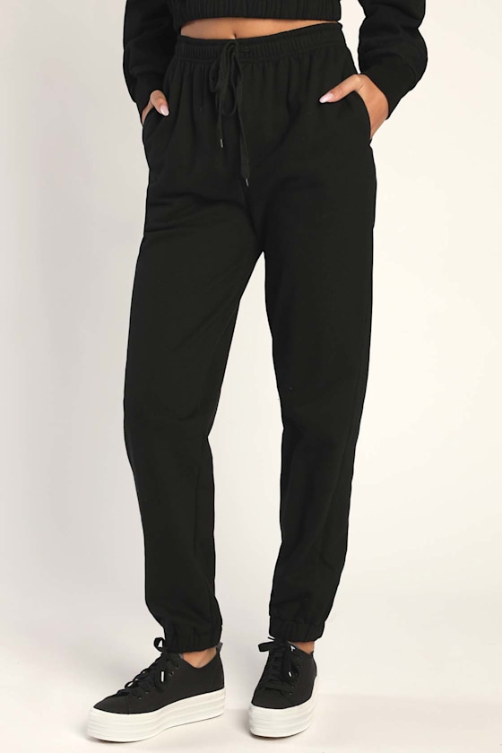 Keep Things Comfy Black Drawstring Lounge Joggers 2