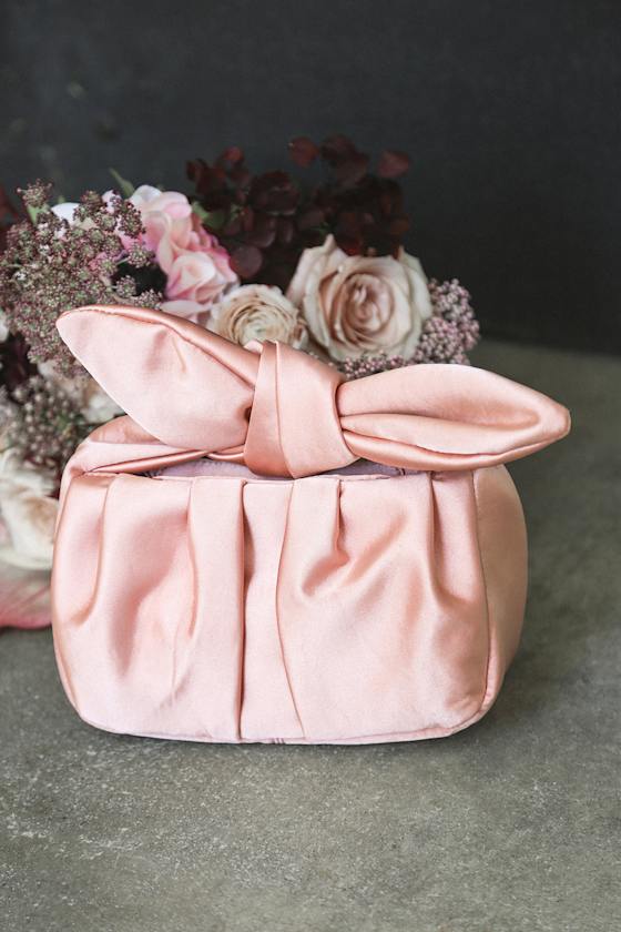 Essential Style Rose Gold Satin Knot Handle Clutch Bag 6
