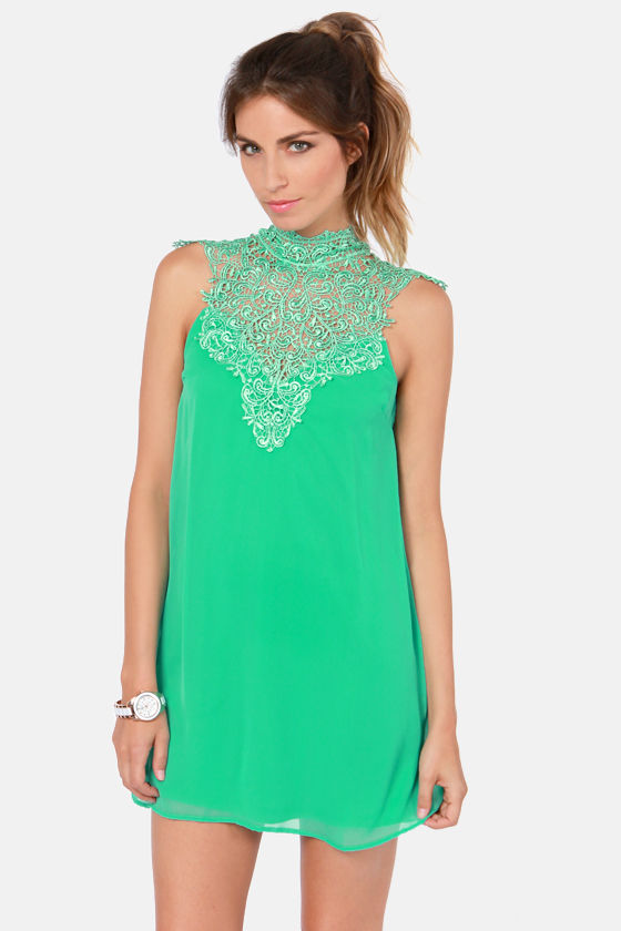 Sexy Lace Dress Sea Green Dress 43.00 Lulus
