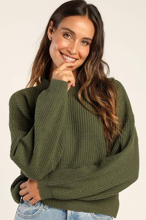 Winter Wishing Olive Green Cutout Twist Back Sweater 5