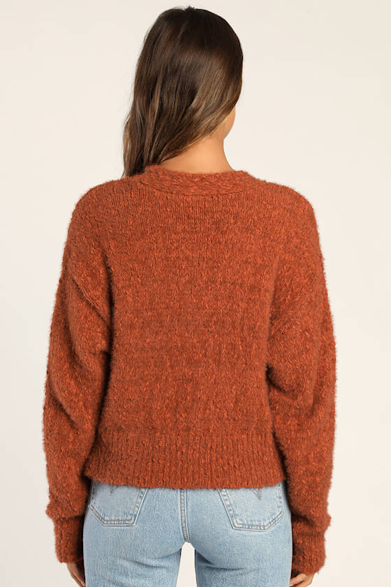 Rust Orange Cardigan - Knit Cardigan - Oversized Cardigan - Cardi