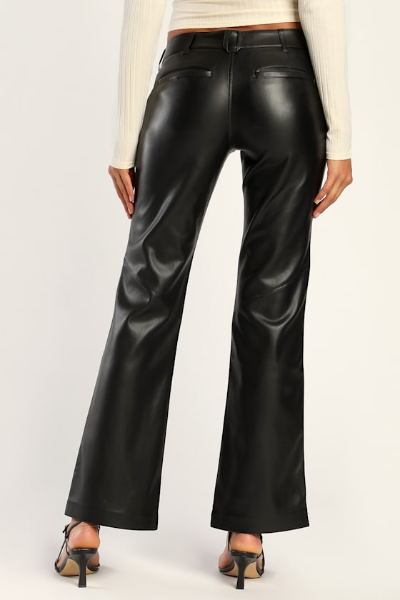 Free People Love Language Low-Rise - Black Pants - Vegan Leather