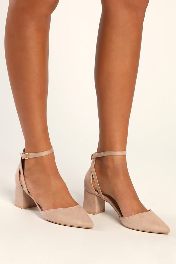 RAID Hazy Light Nude - Ankle-Strap Heels - Mid-Low Heels - Lulus