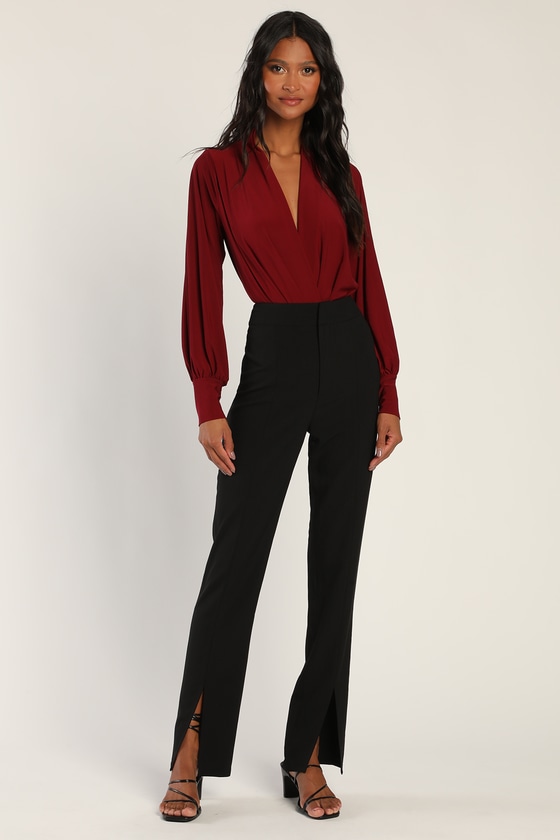 Black Trouser Pants - Tapered Pants - Slit Pants - Lulus