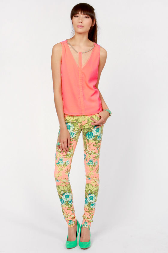 Have a Ball and Chain Neon Coral Top
