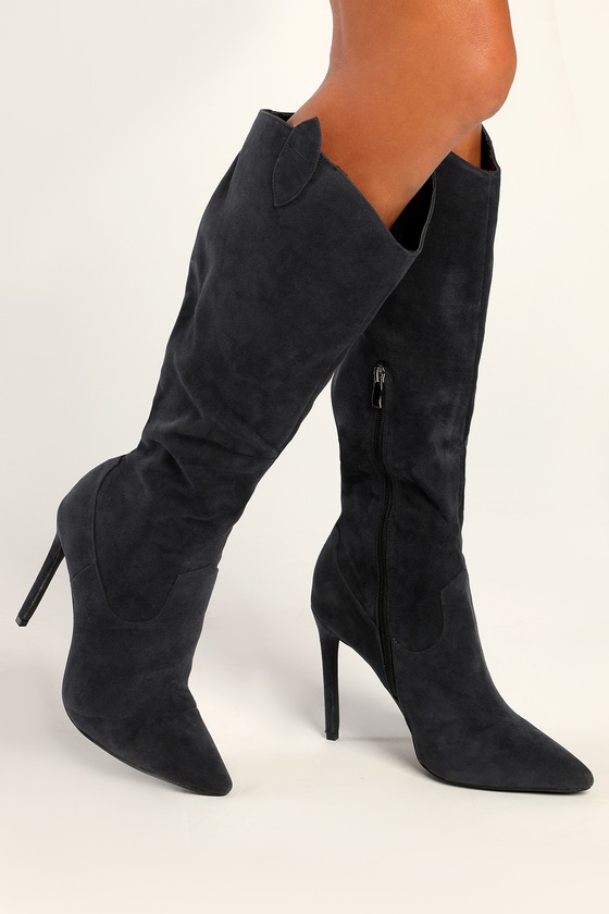 Black Suede Boots - High Heel Boots - Knee High Boots - Lulus