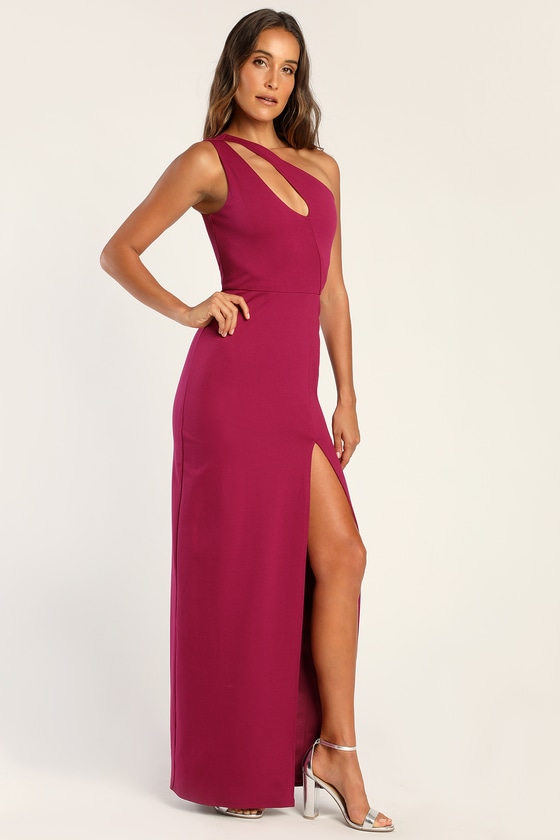 Elegant Magenta Dress - One-Shoulder Dress - Sexy Maxi Dress - Lulus
