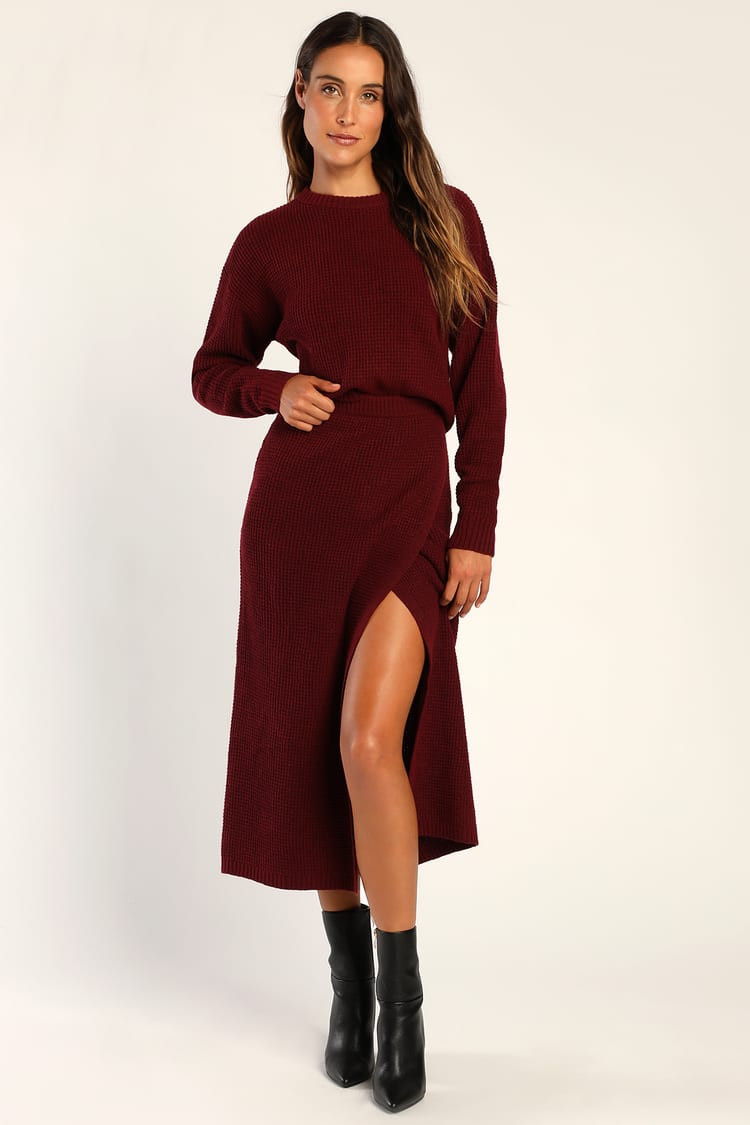 burgundy dress sweater
