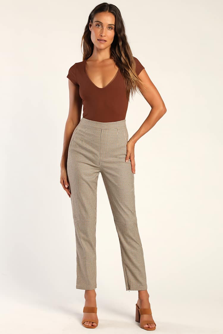 beige plaid pants