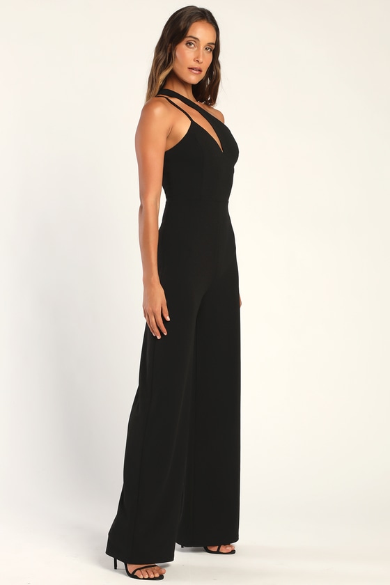 Black Sleeveless Jumpsuit - Asymmetrical Jumpsuit - Chic Jumpsuit - Lulus