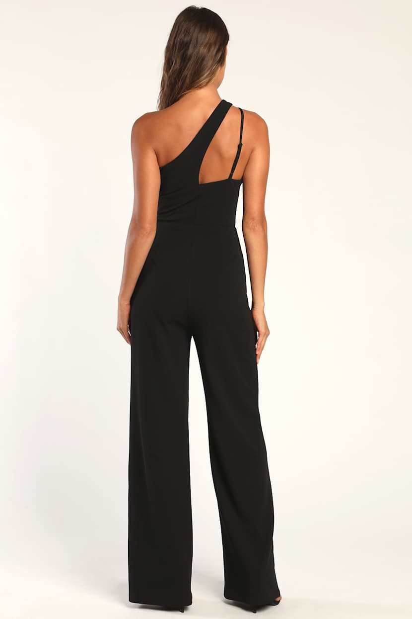 Lulus Jumpsuits Asymmetrical Wide Leg Jumpsuit Chic Credentials