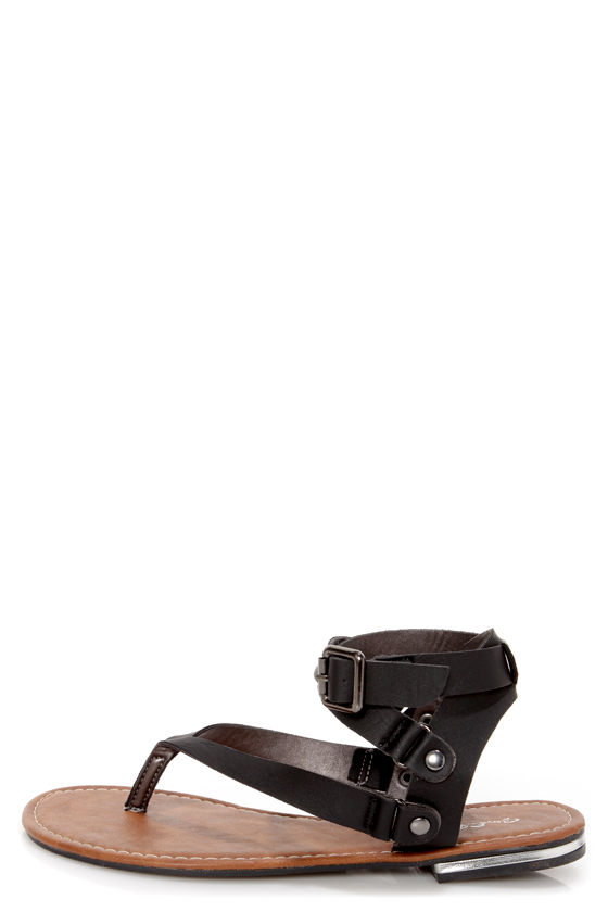 Becki 2 Black Belted Gladiator Thong Sandals 22.00 Lulus