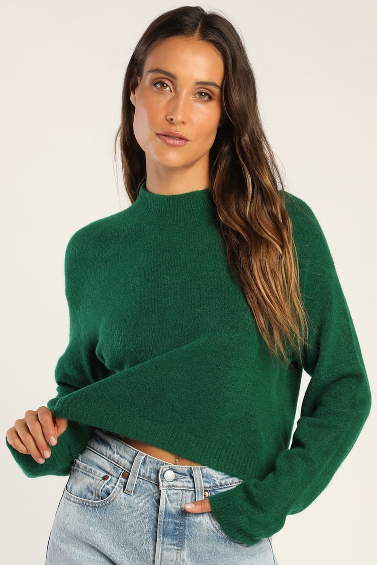 Green Ribbed Sweater - Doman Sleeve Sweater - Pullover Sweater - Lulus