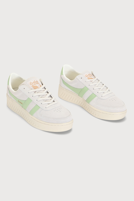 Grandslam Off White and Green Suede Leather Sneakers 3