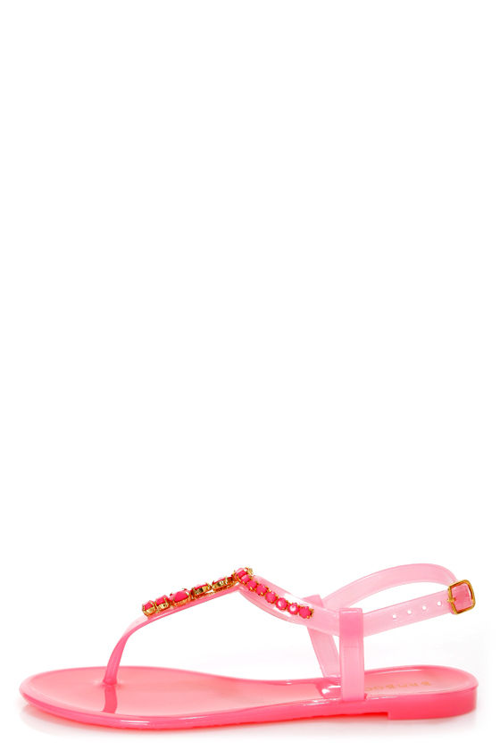Bamboo Hawaii 23 Melon Jelly Bejeweled Thong Sandals - $18.00 - Lulus