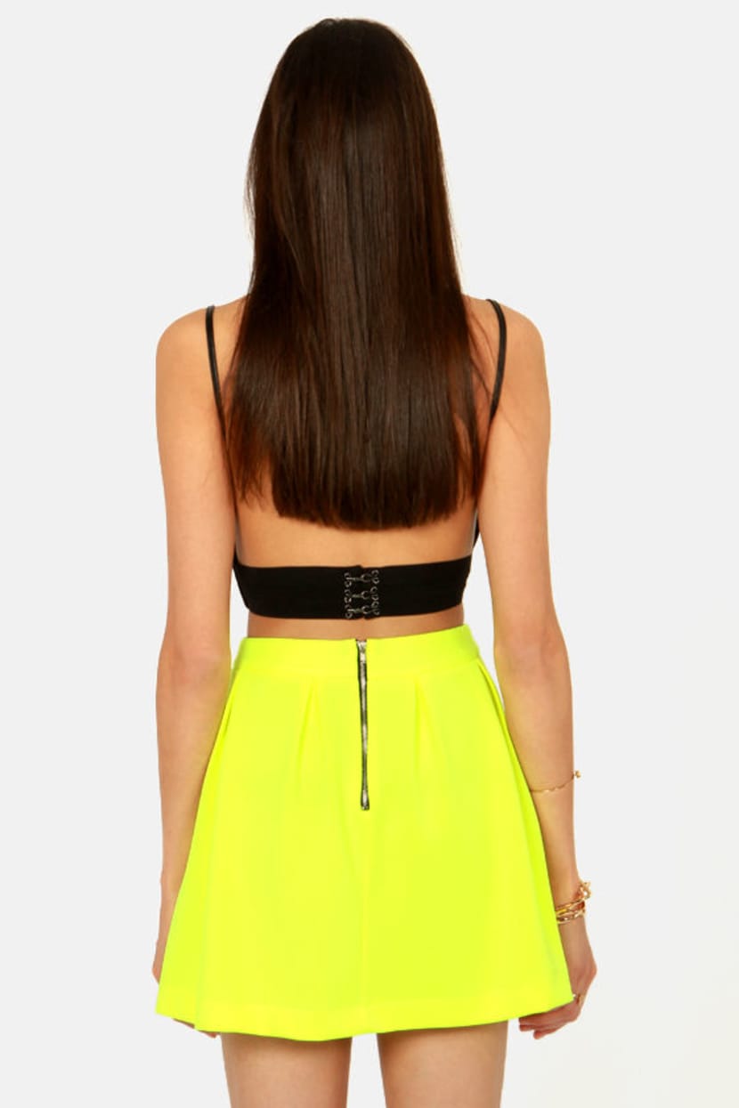 Pleated Skirt Neon Yellow Skirt Outfit COS Elasticated Pleated