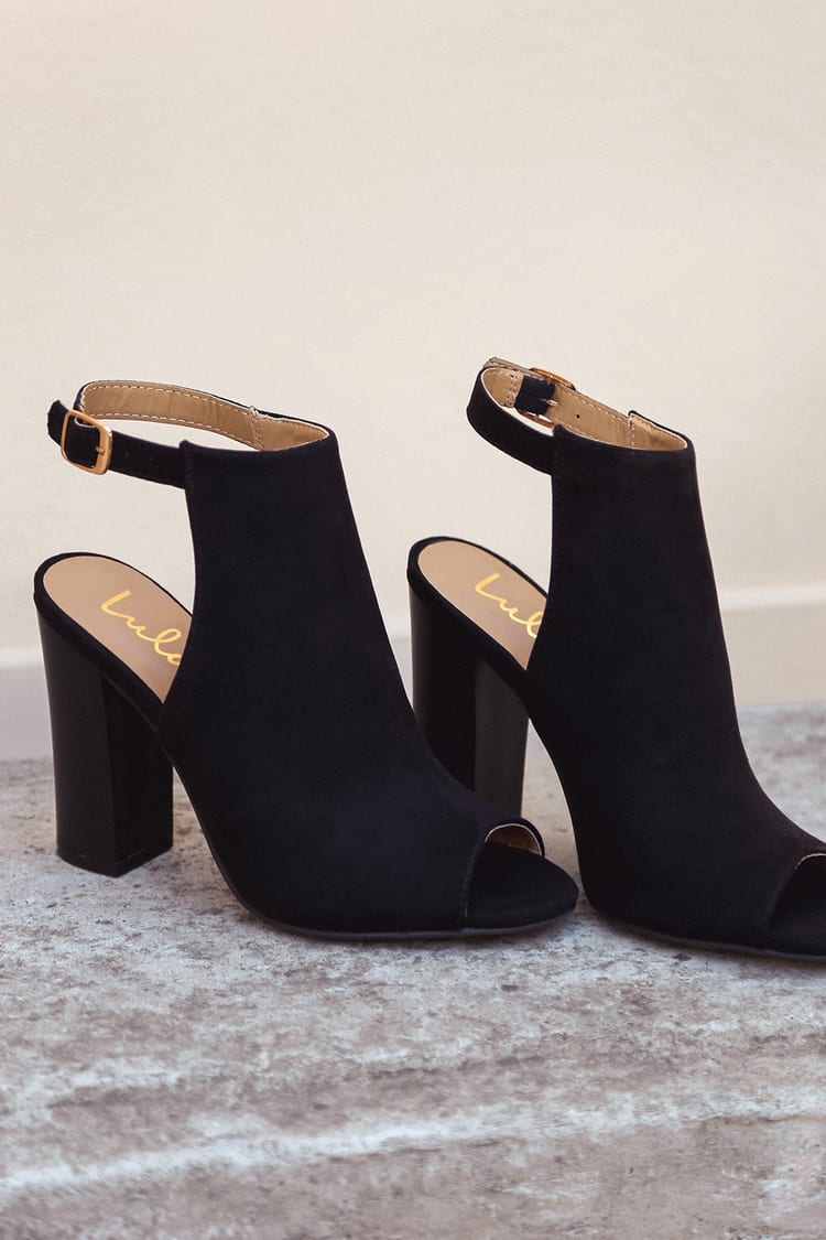 pijp specificeren Onophoudelijk Peep-Toe Booties - Black Booties - Peep-Toe Heels - $34.00 - Lulus