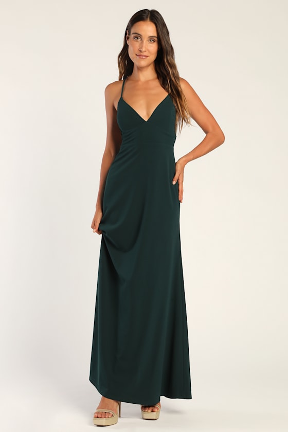Be My Date Hunter Green Lace-Up Maxi Dress 2