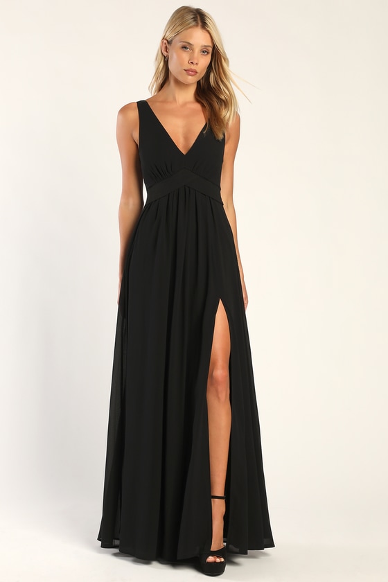 Black Maxi Dress - Cowl Back Dress - Sleeveless Chiffon Dress - Lulus