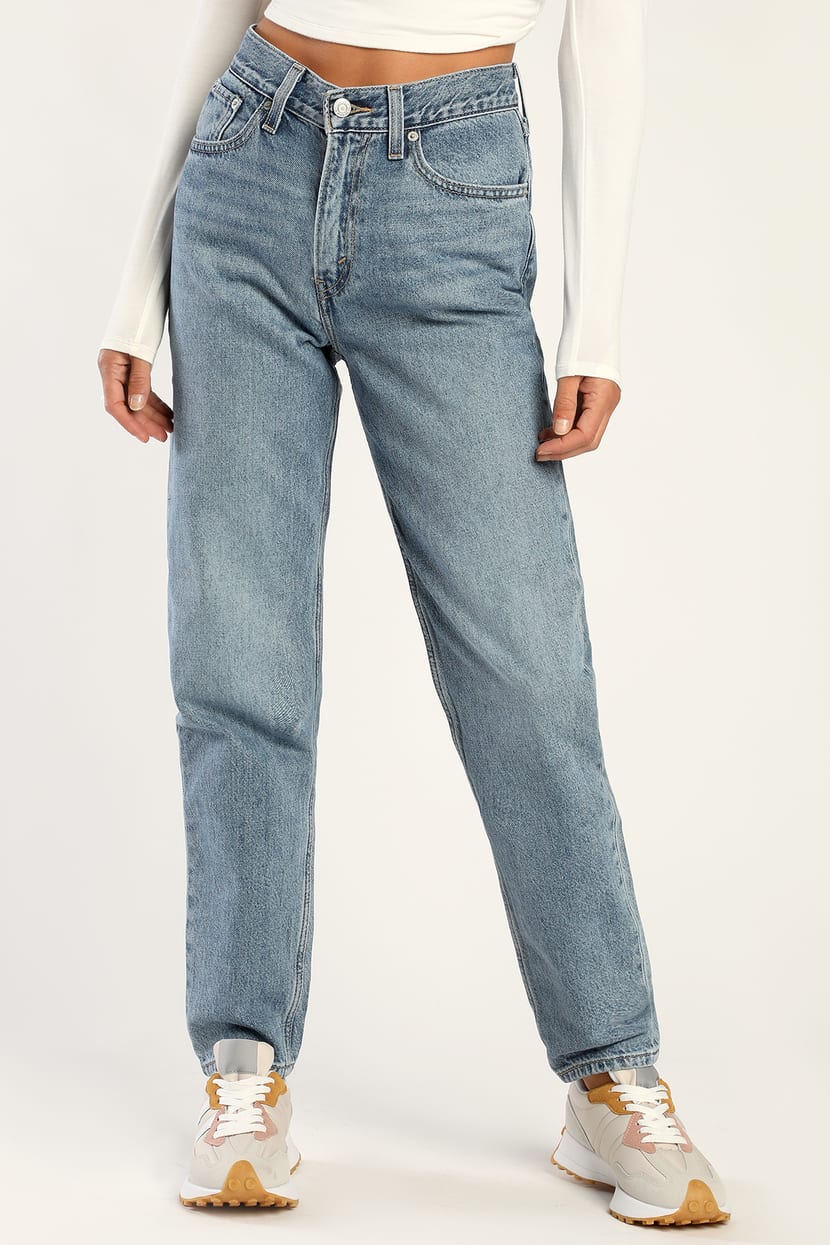 altijd dak steno Levi's 80's Worn In Mom Jeans - High-Waisted Jeans - Medium Wash - Lulus
