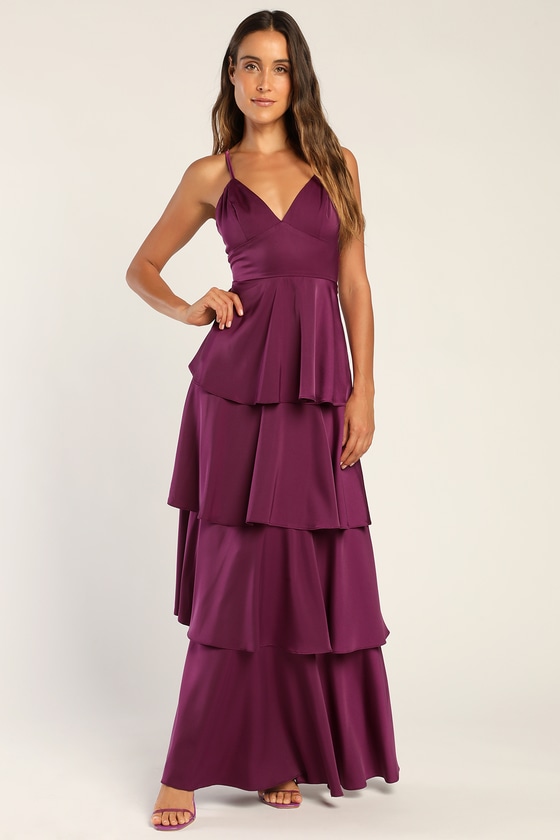 Plum Purple Dress - Tiered Maxi Dress - Sleeveless Dress - Lulus