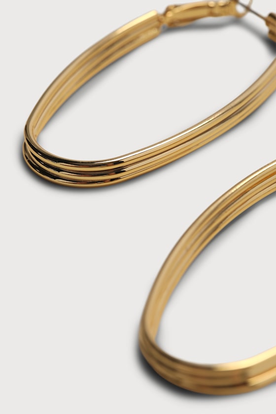 Glam Dunk 14KT Gold Oval Hoop Earrings 2