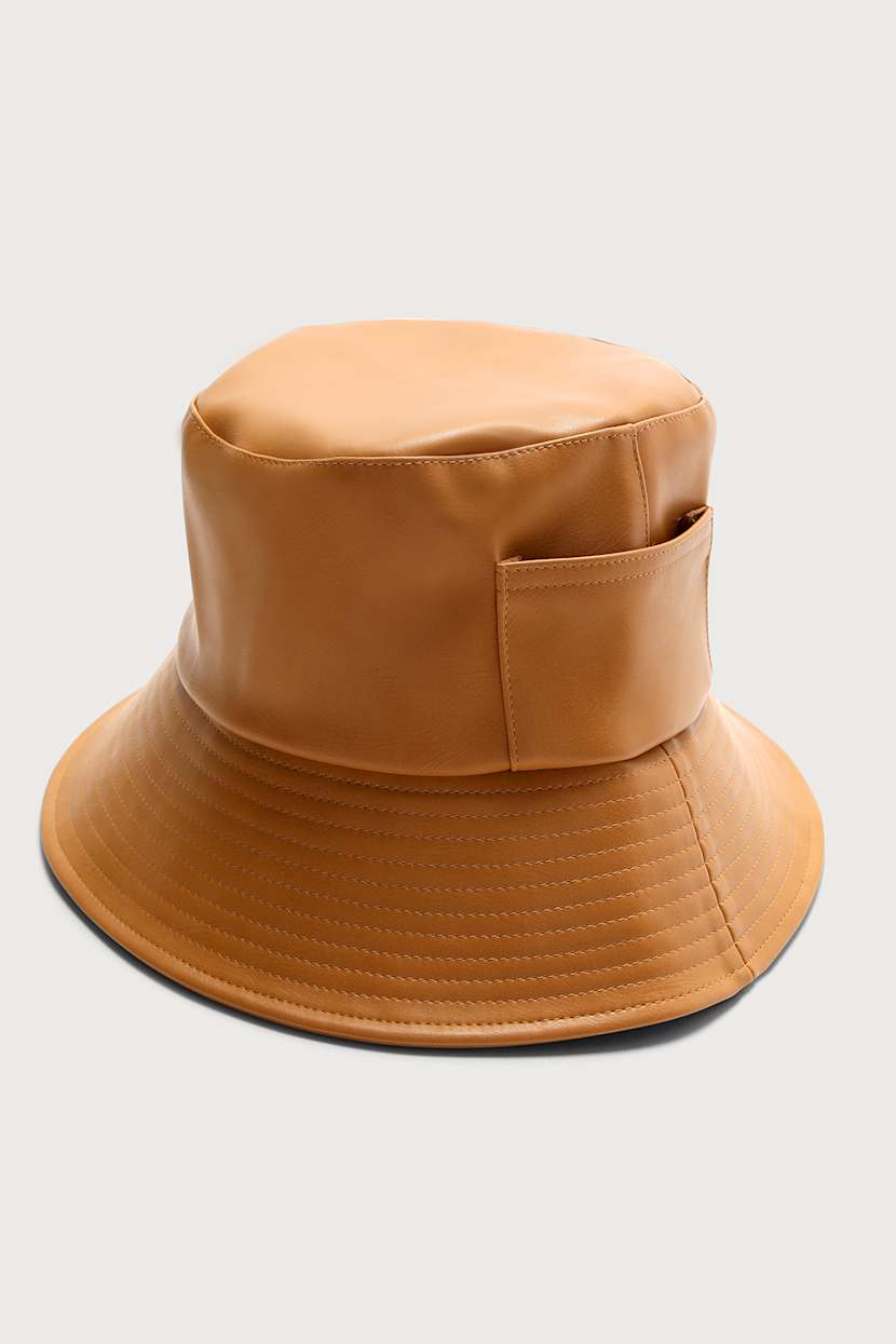 Lack of Color Wave Tan - Faux Leather Hat - Tan Bucket Hat  display picture 2