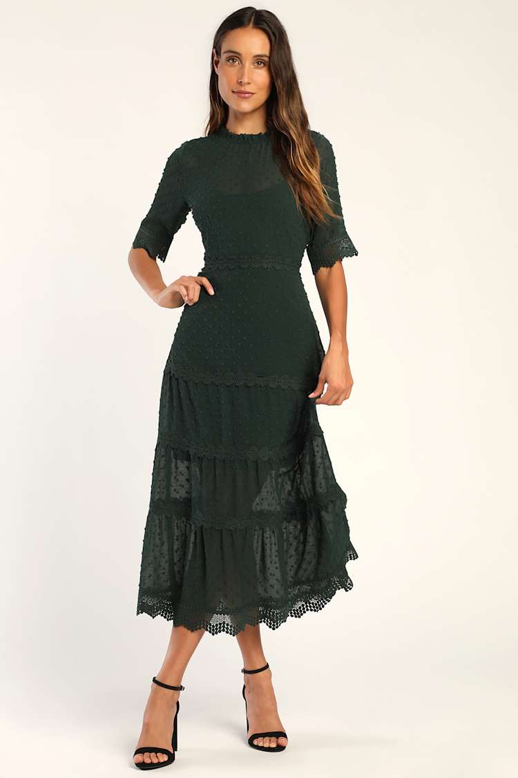 green emerald velvet dress Light Sage Swiss Dot Maxi Dress Medium main image 1