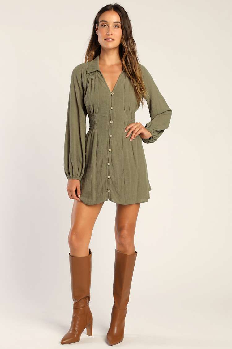 open lace back dress Olive Green Collared Sleeveless Utility Bodycon Mini Dress – Cindy Jane  Boutique main image 0