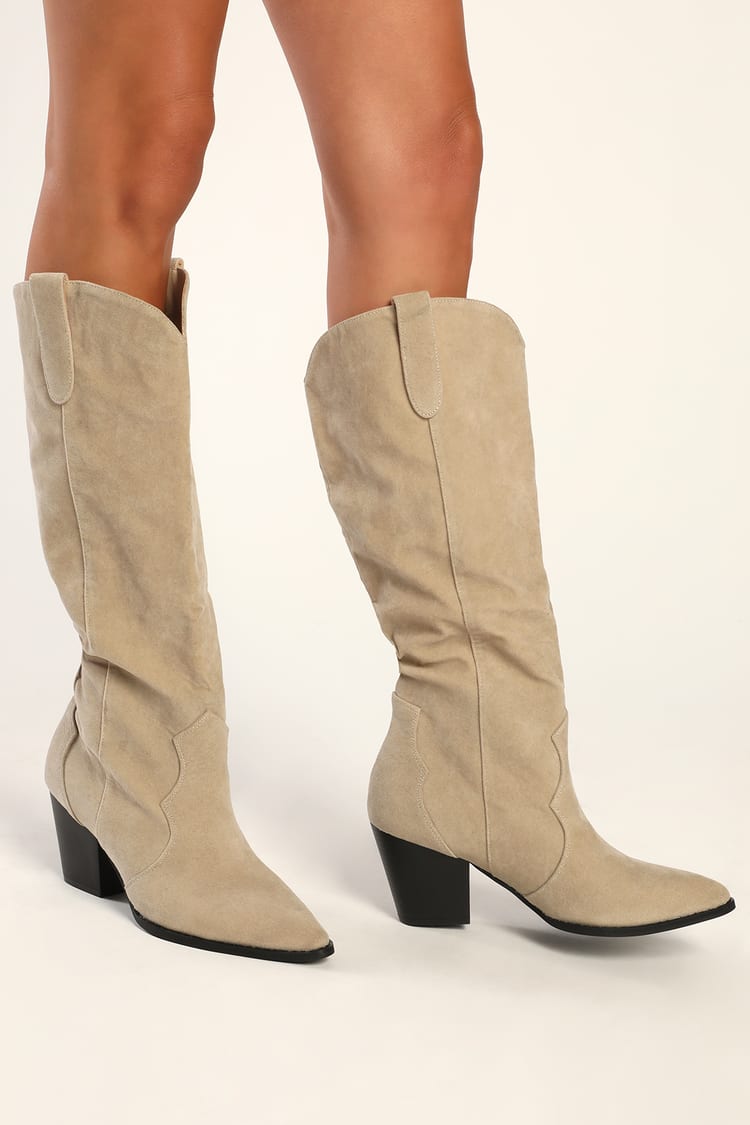boots beige suede