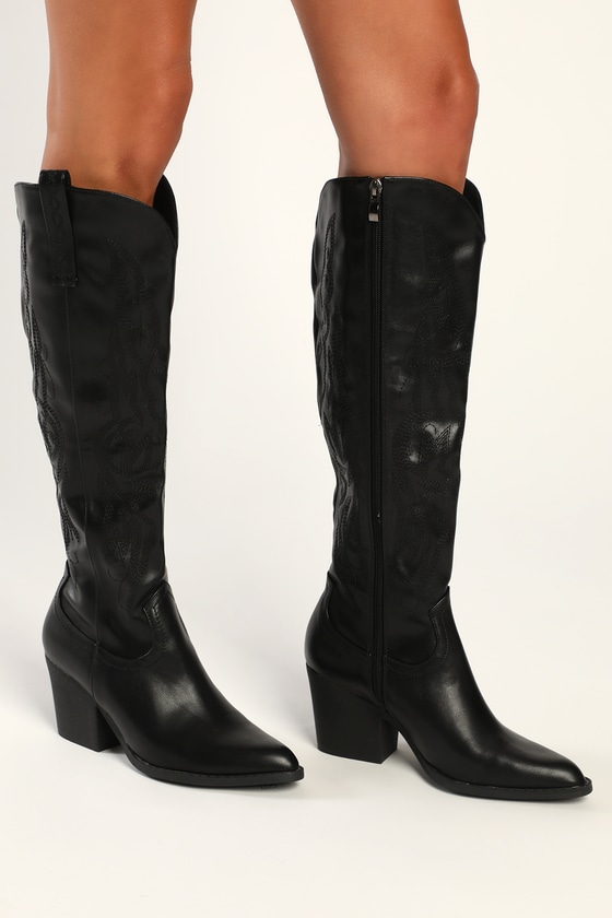 pointed toe knee high boots flat