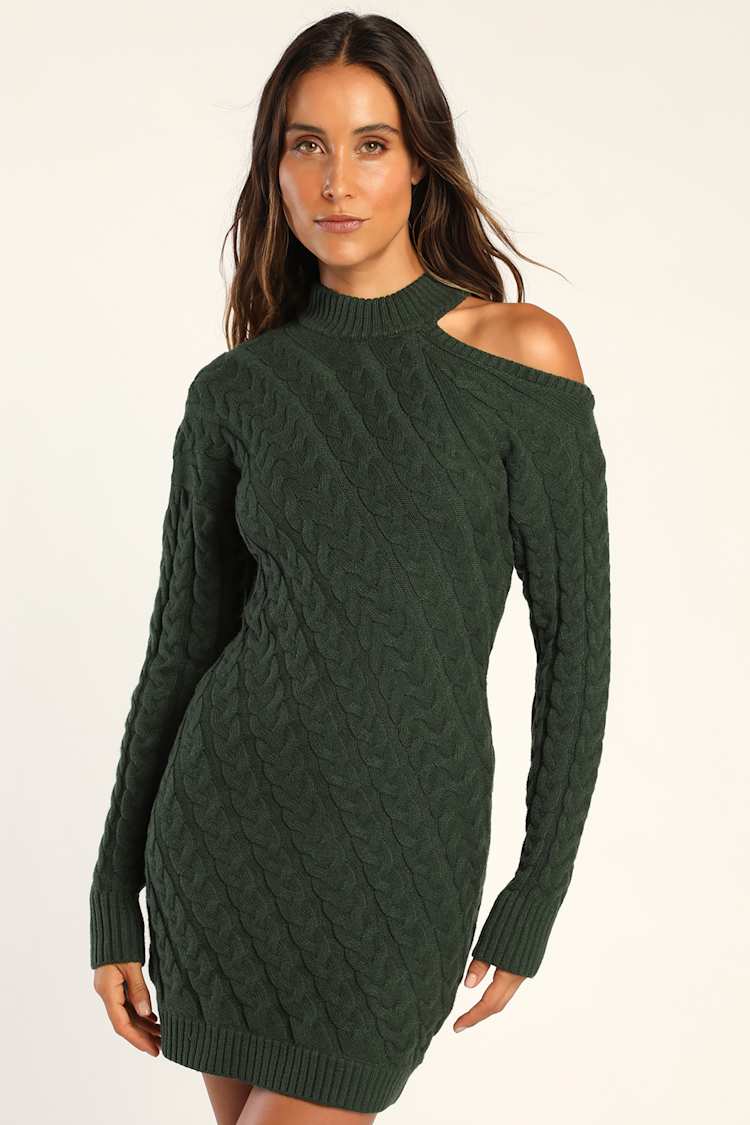 forest green knit dress Xenia Ribbed Dress - / Forest Green- SizeS