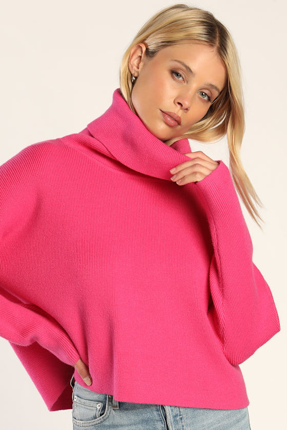 Let's Cuddle Hot Pink Cowl Neck Sweater 3