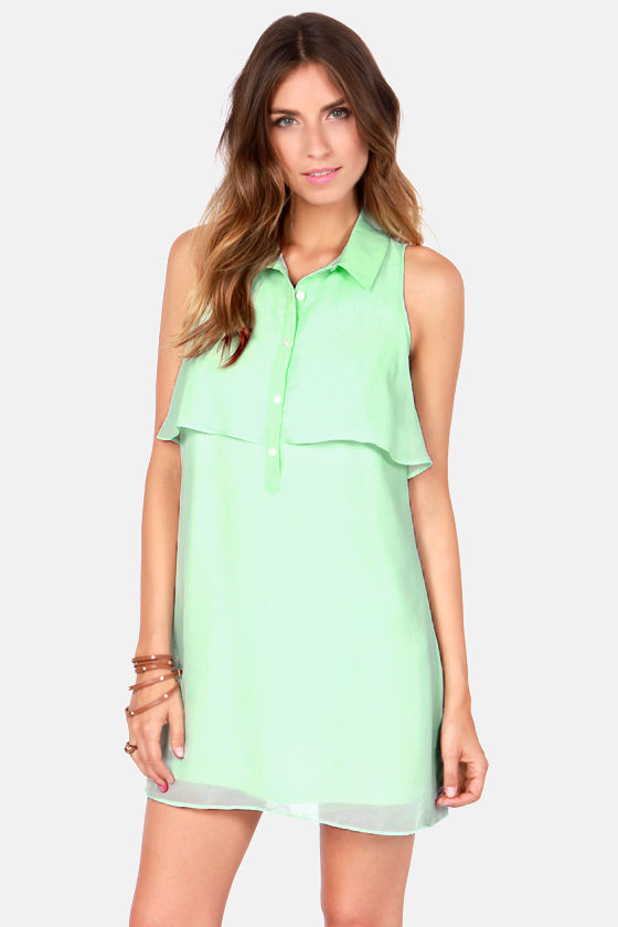 Volcom Little Feather Dress - Mint Green Dress - Sleeveless Dress - $55 ...
