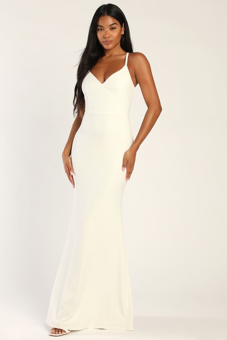 Classy White Dress - Mermaid Maxi Dress - Backless Maxi Dress - Lulus