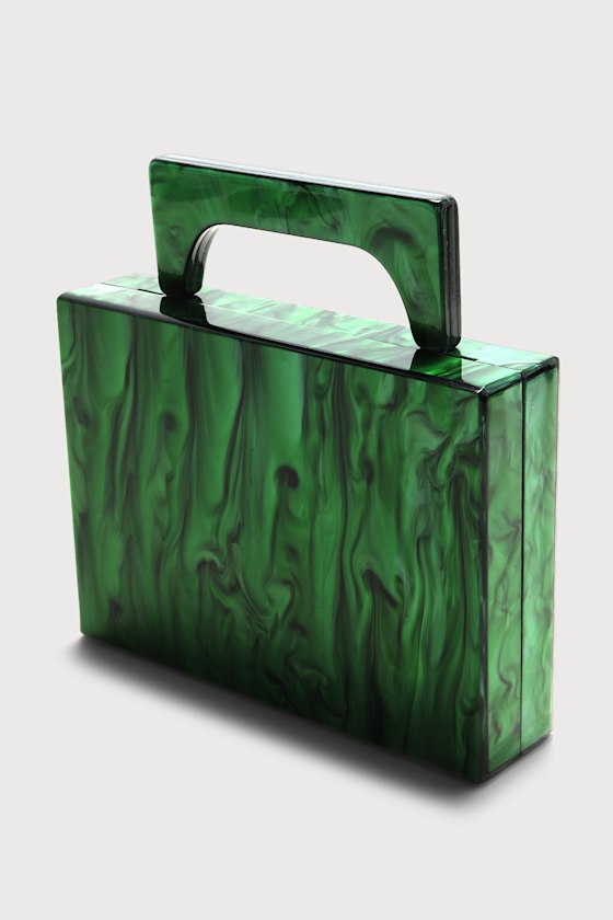 Chic Favor Emerald Green Marble Acrylic Box Clutch 6