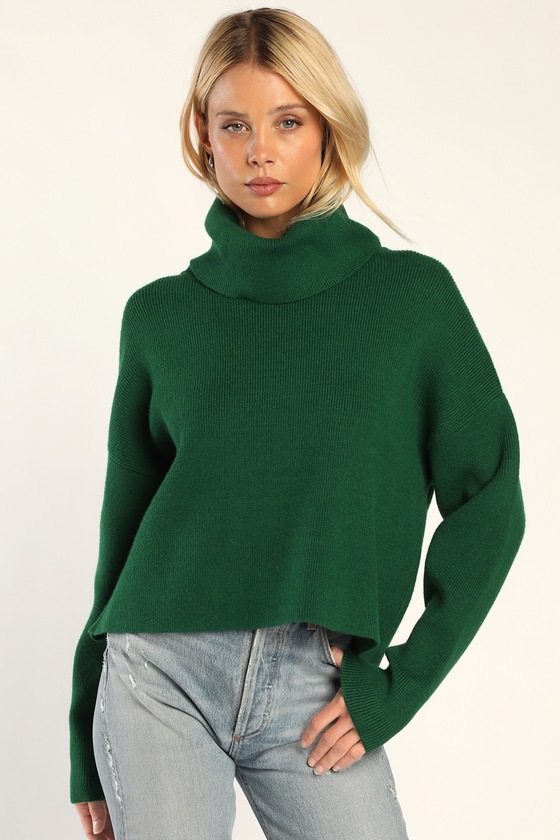 Green Sweater - Cowl Neck Sweater - Knit Cowl Neck Sweater - Lulus