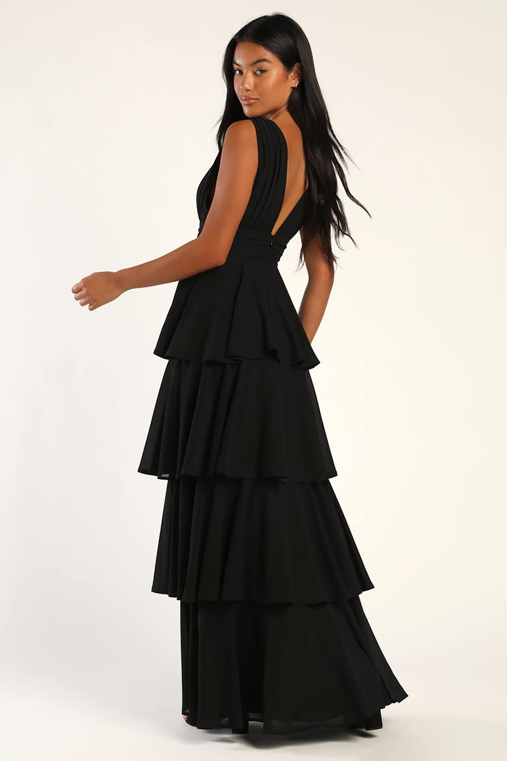 Amazing Evening Black Tiered Maxi Dress