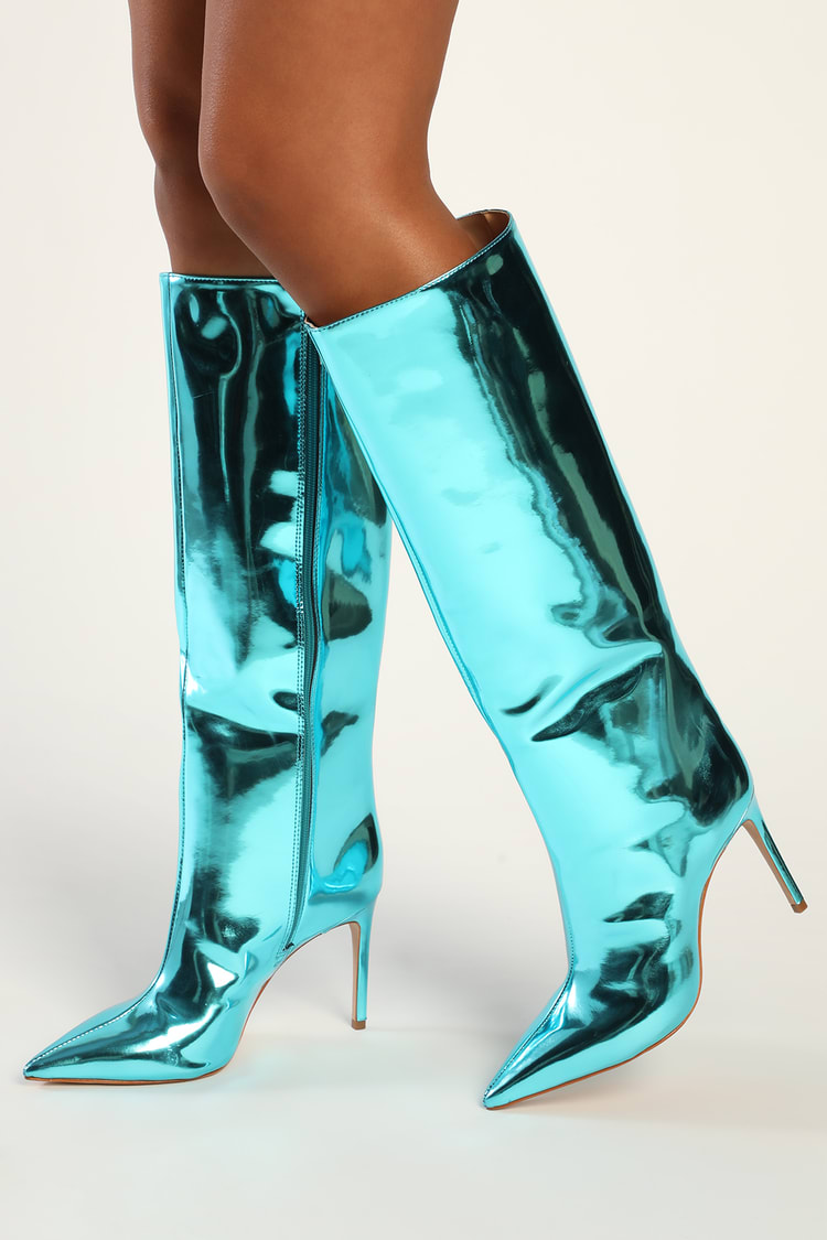 metallic high boots