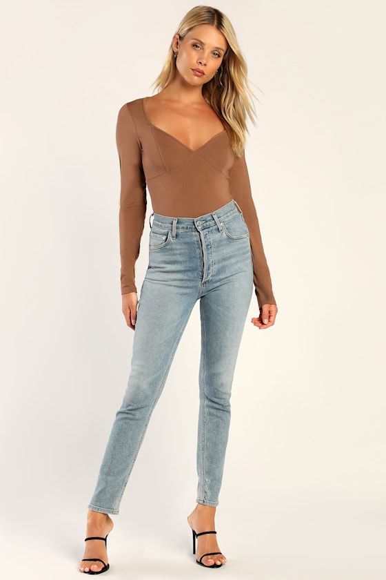 Keepin' It Stylish Light Brown Long Sleeve Bodysuit 3