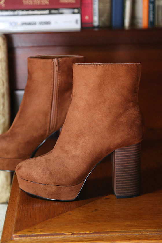 cognac platform heels