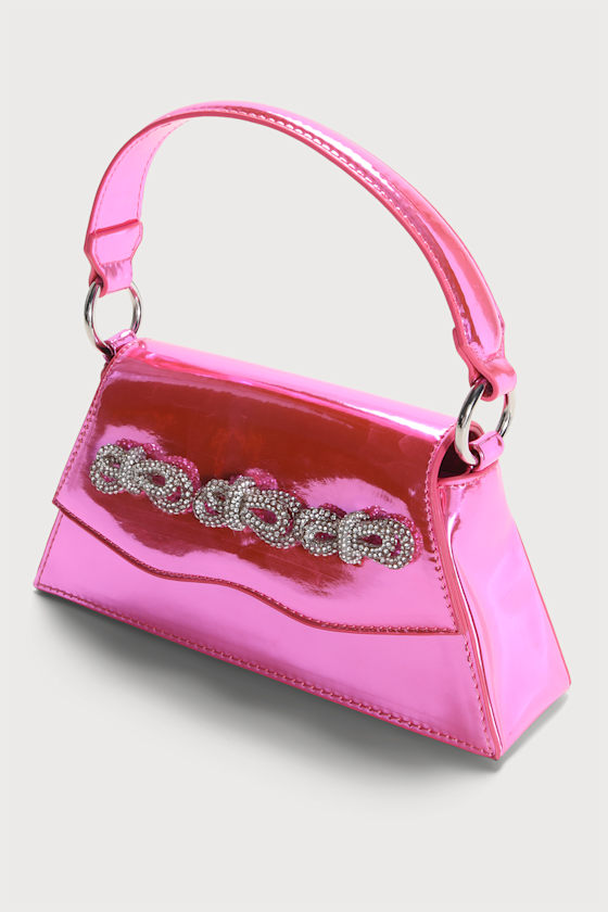 Blair Metallic Pink Rhinestone Bow Mini Handbag 5