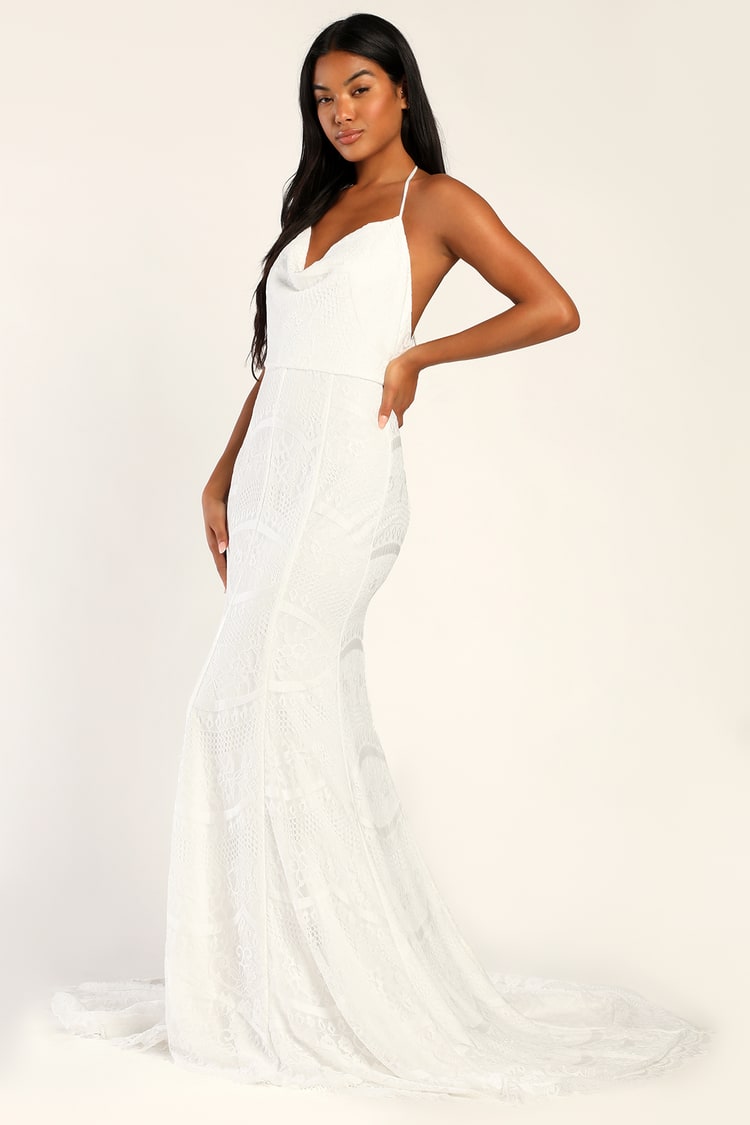 white maxi dress with train