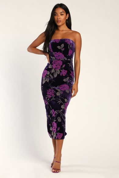 Lulus Plum Purple Floral Tiered Maxi Dress